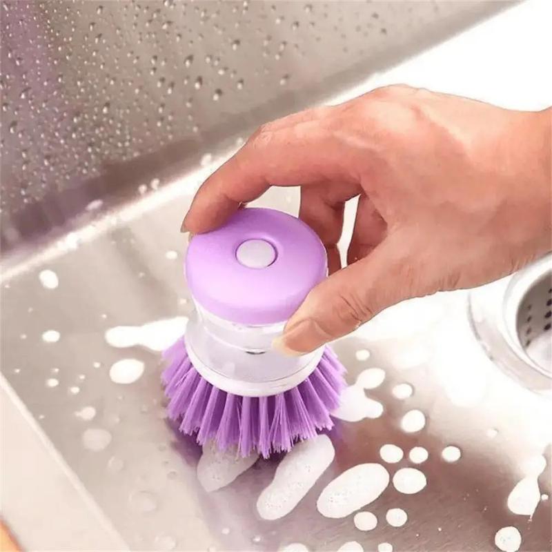 Soap Dispenser Brush, 1 Count Automatic Soap Dispensing Scrub Brush for Pot Pan Kitchen Sink, Liquid Filling Cleaning Brush