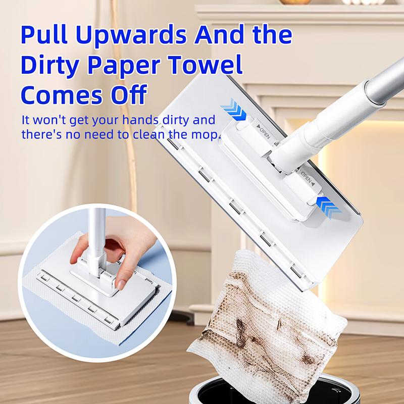 Sweeper Mop 2-in-1 Dry + Wet Floor Mopping and Sweeping,No-Touch Dirty Pads Disposable Cleaning Microfiber Mop Head, Lightweight Retractable Handle