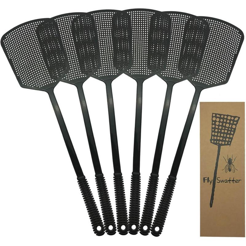 Fly Swatter Multi-pacl Manual, Flexible & Heavy Duty Fly Swatters Thick Handle, Black 3 Pack