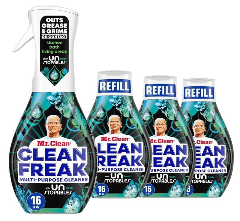 Clean Freak Multi Surface Cleaning Spray, Deep Cleaning Mist Starter Kit and Refill Bundle, Unstopables Fresh Scent, 64 fl oz