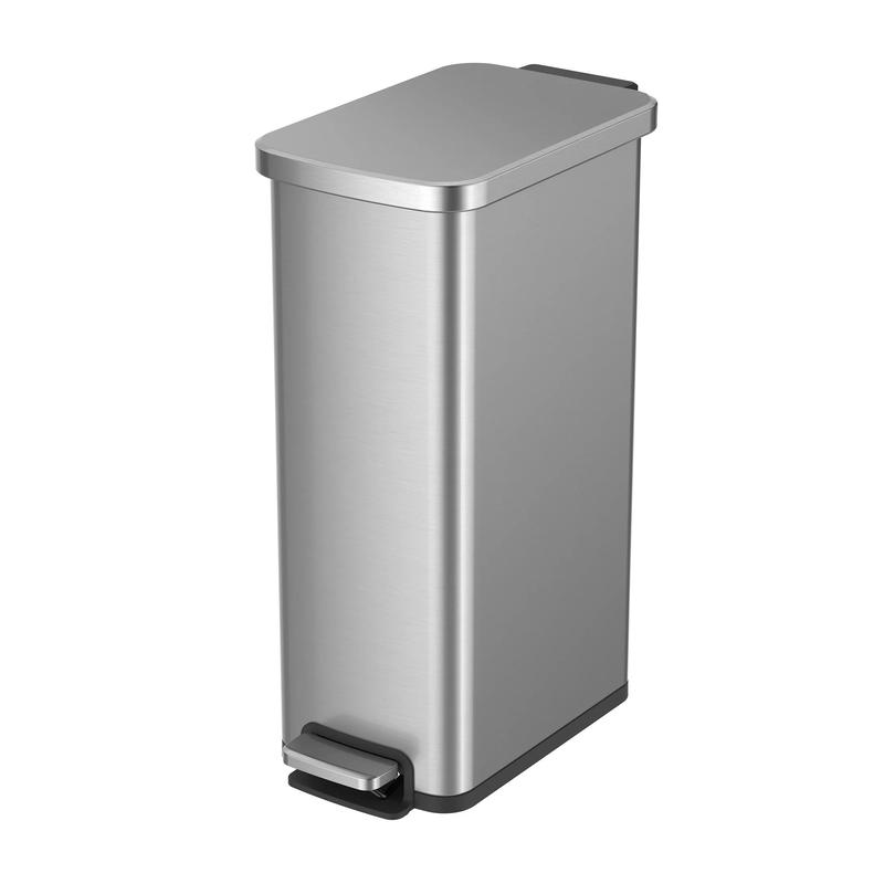 7.9 Gallon Slim Kitchen Step Trash Can, Stainless Steel Step Trash Can Smooth Bucket