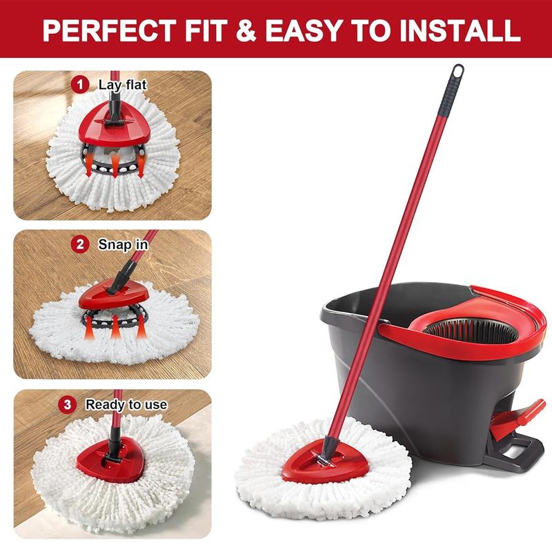 [LIMITED TIME] 3PC Spin Mop Refill for O-Cedar EasyWring 1 Tank System. Microfiber Spin Mopheads for Hard Floor Cleaning. Free 1PC Gift Scrub Brush