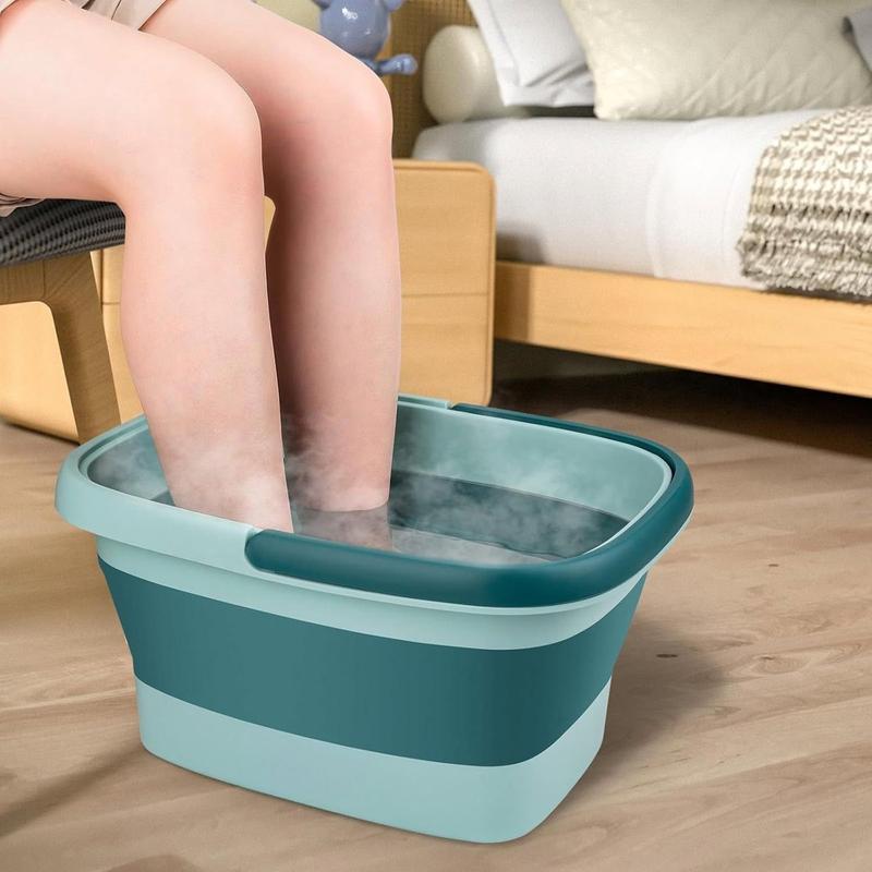 Foot Bath Basin, Foldable & Portable Foot Soak Tub with Massage Acupoint for Foot Spa Bath, 15L 4 Gallon, Foot Massager Soaking Bath Basin Bucket for Pedicure Home Spa Treatment (Green)