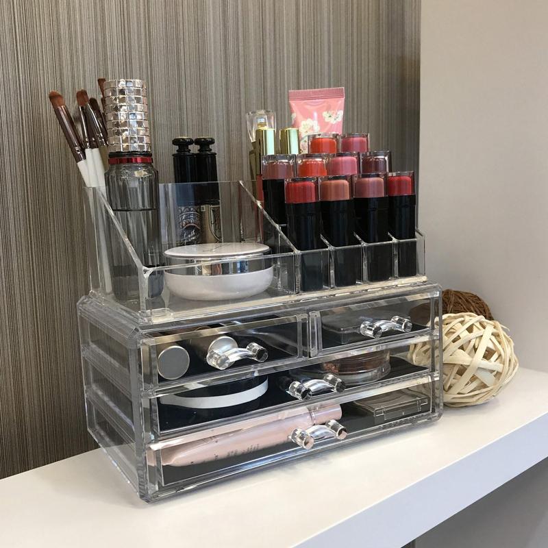 Ikee Makeup Organizer with Drawers Removable Top Lipstick Holders, Ideal Makeup or,Enhance Vanity or Bathroom with Clear Quick Visibility