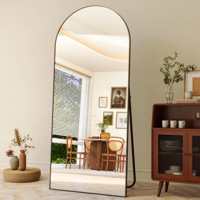 Arched Rectangle Full Length Mirror - Wall Mounted Floor Mirror- Aluminum Alloy Frame Full Body Mirror for Bathroom Living Room Bedroom and Entryway