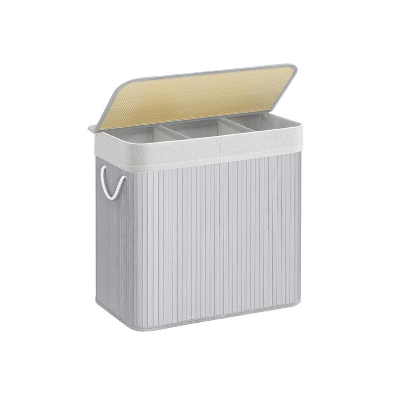 SONGMICS 3-Section Foldable Laundry Basket with Lid 150L