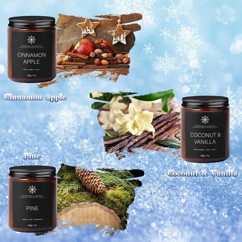 6 Pack Winter Candles for Home Scented, Aromatherapy Candles Gift for Women Men, 42oz 300 Hour Long Lasting Candles Christmas Decor Writable Christmas