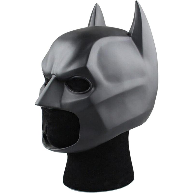 Men's Super Hero Bat Mask Knight Full Head  Latex Black Headgear Halloween Costume Accessory Masque Role Play Props