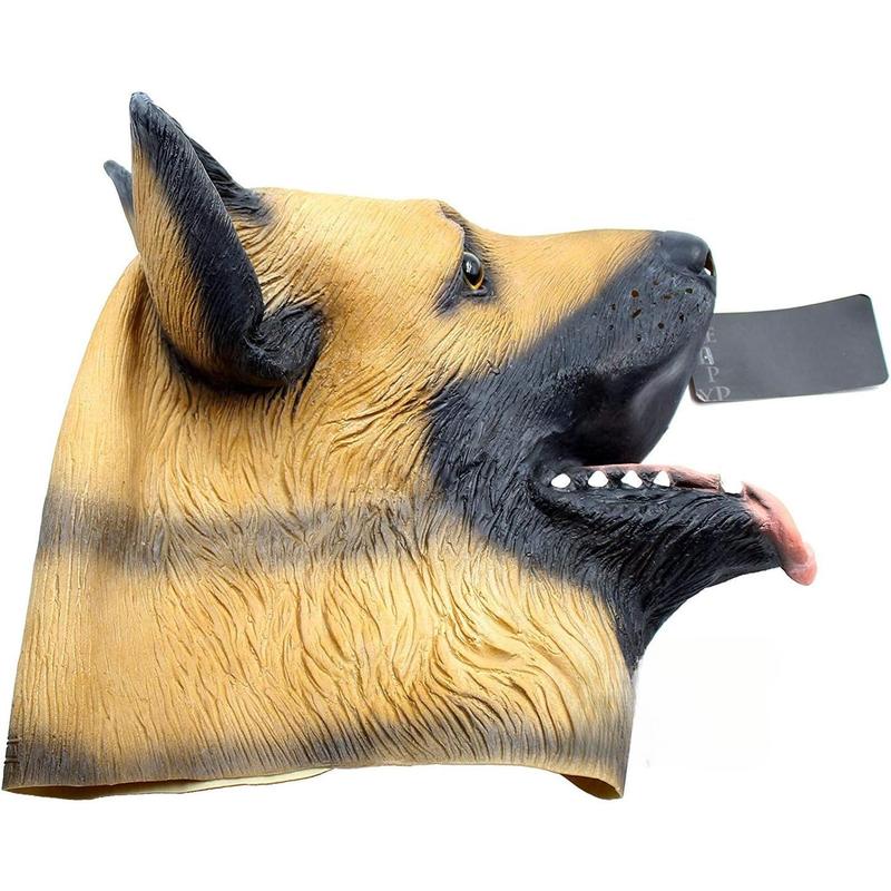 Dog Head Mask Halloween Party Dog Costume Masks Mask Super Bowl Underdog Costume Latex Animal Head Mask (German shepherd) Accessories