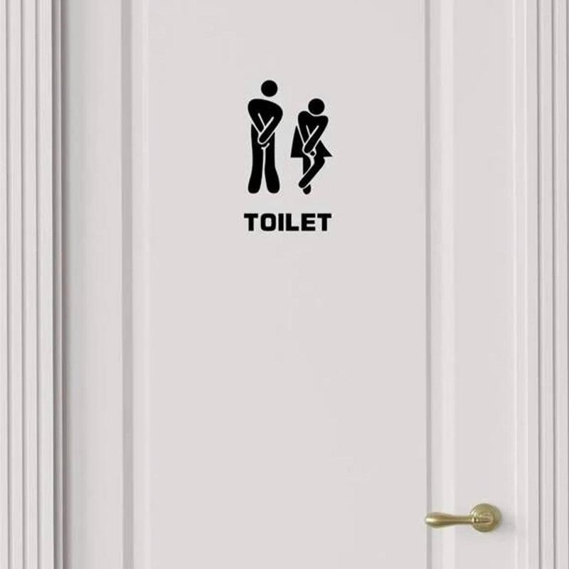 Toilet Sign Sticker, 1 Count Removable Waterproof Bathroom Decal, Home Decoration