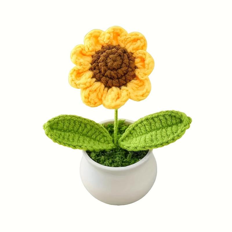 Handcrafted Sunflower, 1 Count Knitted Faux Flower Decoration, Creative Crochet Flower for Home Decor, Gift for Friend