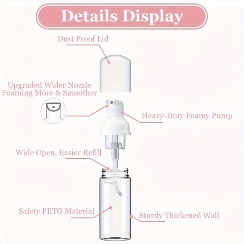 Portable 60ml Foam Pump Bottle, 3 5 Counts Clear Foam Dispenser Bottle, Refillable Empty Bottle for Skin Care, Cosmetic, Travel Accessories