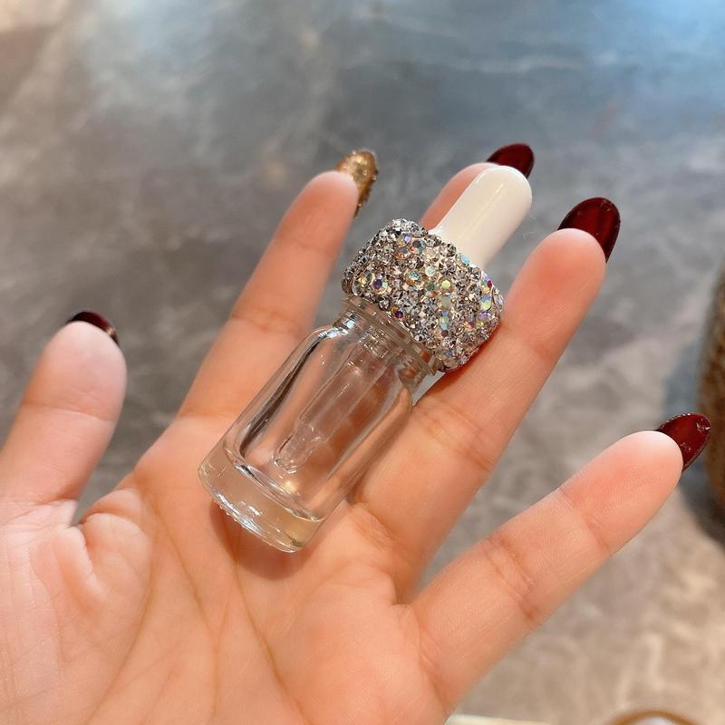 Rhinestone Decor Glass Dropper Bottle, 1 Count Mini Essential Oil Dropper Bottle, Portable Empty Perfume Cosmetic Liquid Container for Indoor & Outdoor