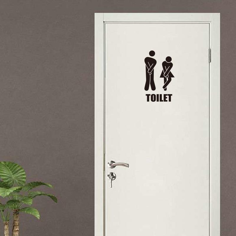 Toilet Sign Sticker, 1 Count Removable Waterproof Bathroom Decal, Home Decoration