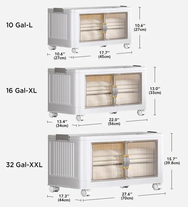 ONAIL Foldable Storage Box with Lid, Stackable 10 16 32 GAL Household Storage Holders with Wheels for Kitchen Bedroom Bathroom warehouse ( Smoke Grey) Kitchen Storage,Home Storage,Bathroom Organization,Balcony Organizer