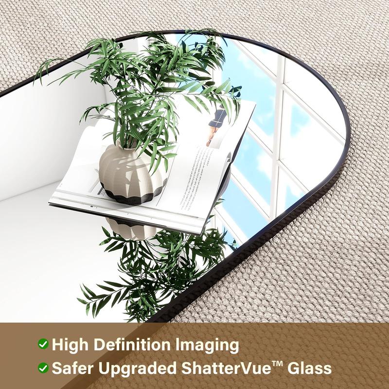 Arched Rectangle Full Length Mirror - Wall Mounted Floor Mirror- Aluminum Alloy Frame Full Body Mirror for Bathroom Living Room Bedroom and Entryway