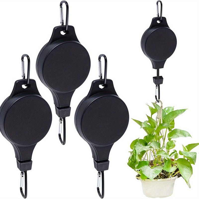 Retractable Plant Hook, 3 Counts Adjustable Height Plant Hanger, Indoor Outdoor Plant Hanger, Garden Basket Pot & Birds Feeder Hanger