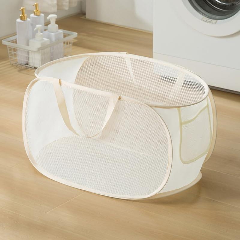 2 Pack Popup Mesh Laundry Basket Durable Handles Collapsible Laundry Baskets Foldable Clothes Hamper