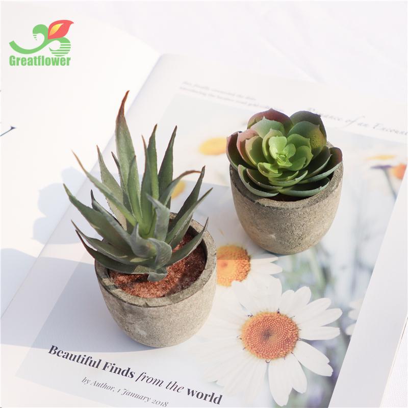 5pcs Artificial Potted Succulent, Round Home Decorative Fake Succulent Pot For Balcony Windowsill Garden