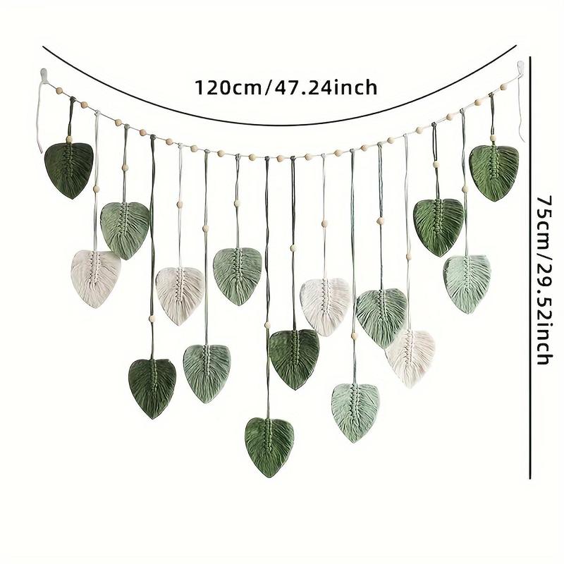 Handmade Woven Leaf Design Hanging Decor, Boho Style Wall Hanging Ornament, Wall Art Decor for Home Living Room Bedroom