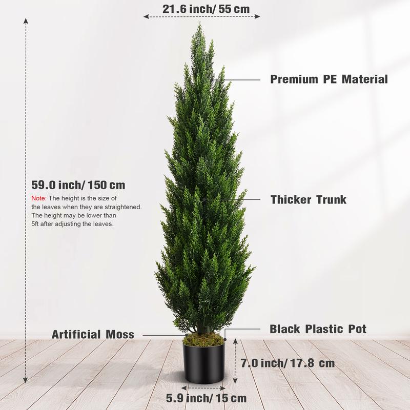 VITALISMO 3 4 5FT Tall Artificial Cedar Tree, Simulation Bush Plant, Realistic Fake Pine Tree for Home Office Living Room Porch Patio, Christmas Decoration Home Decor Artificial Silk Ornaments Decorative Fruit