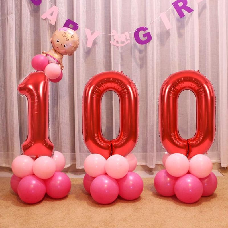 40 Inch Red Large Numbers Balloons 0-9, Number 3 Digit 3 Helium Balloons, Foil Mylar Big Number Balloons for Birthday Party Anniversary Supplies Decorations Photo Prop