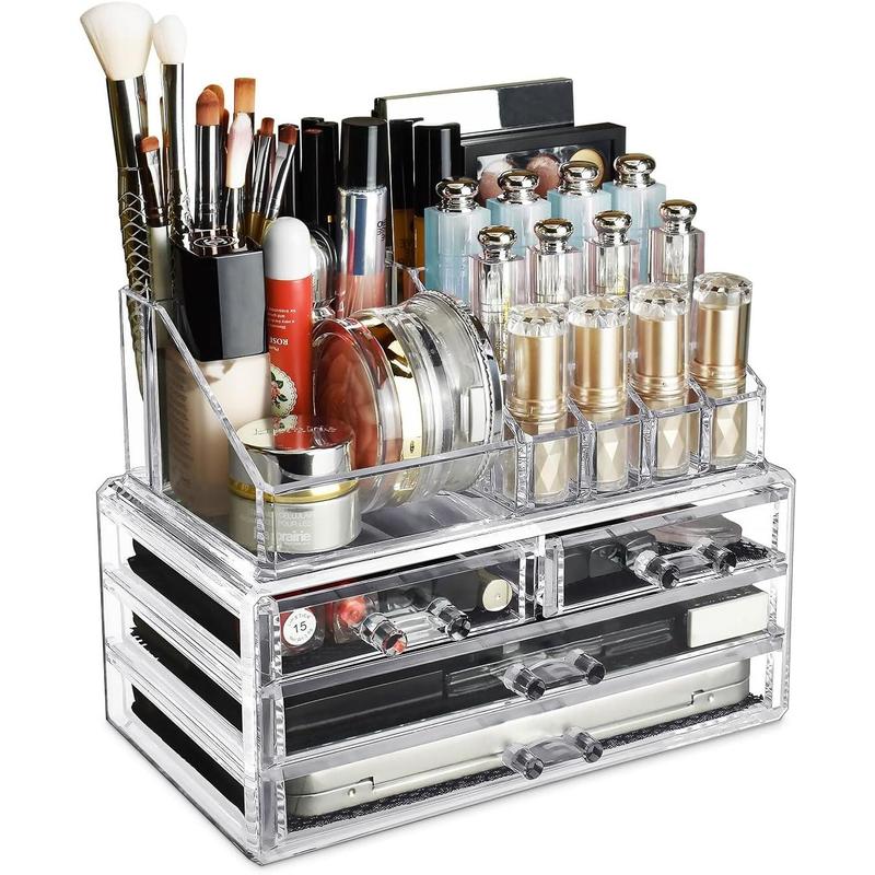 Ikee Makeup Organizer with Drawers Removable Top Lipstick Holders, Ideal Makeup or,Enhance Vanity or Bathroom with Clear Quick Visibility