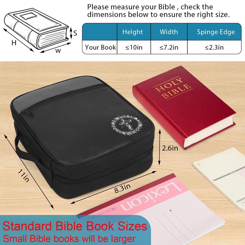 Bible Cover, Bible Carrying Book Case for Women,Protective Church Organizer Holder Bag with Handle Pockets,Christian Gift for Girls Boy and Men Grey