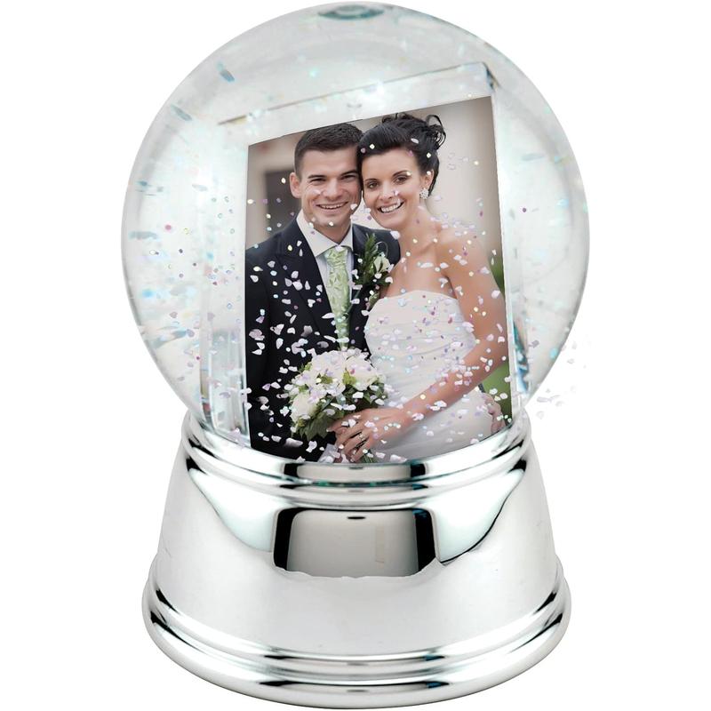 Glass Globe Picture, Photo Snow Globe with Silver Base Neil No brand