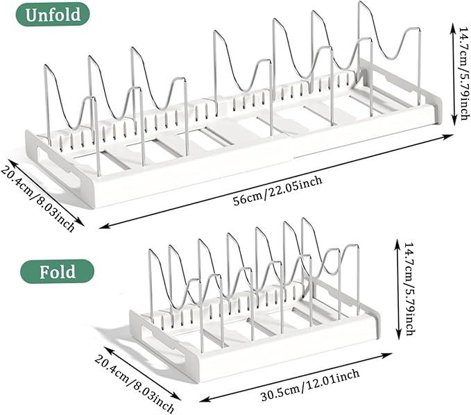 Kitchen Stainless Steel Pot Storage Rack,Non-slip Plastic Base, Adjustable Kitchen Pot Lid Storage Rack, Summer Essentials Multifunctional Kitchen Storage Organizer, 2024 Kitchen Gadgets, Kitchen Decor