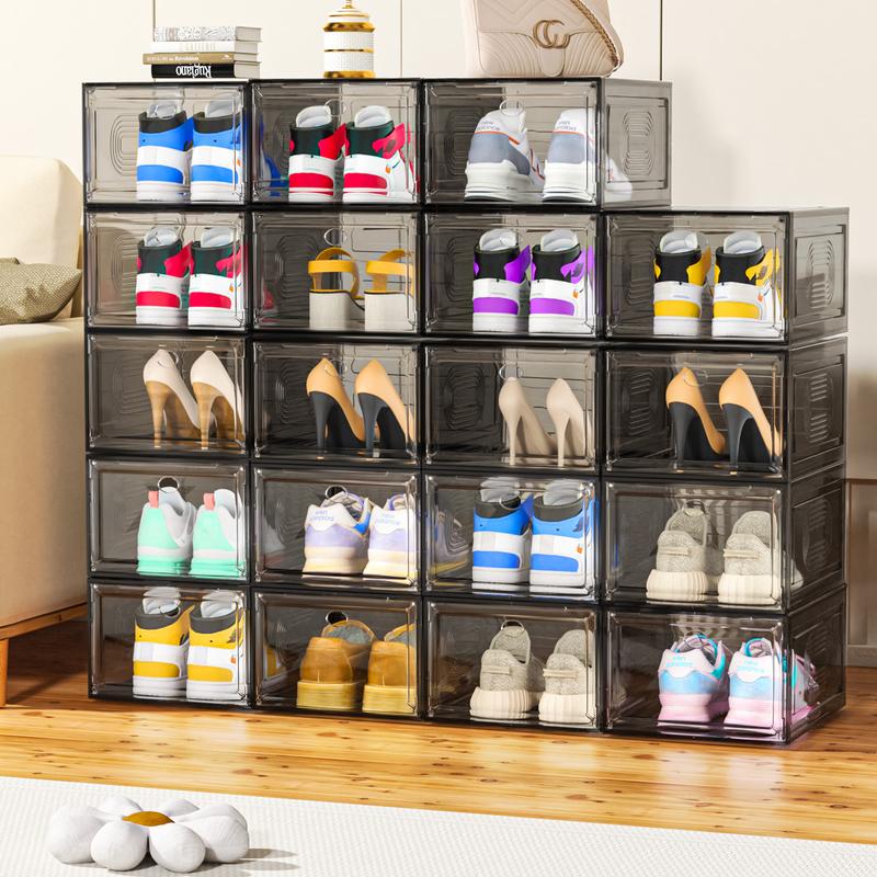 7CODE Thicken & Sturdy 10 Pack Thicken Shoe Organizer Stackable,Shoe Containers For Sport Sneaker Display,Upgraded Sturdy Shoe Storage Box,Plastic Shoe Box