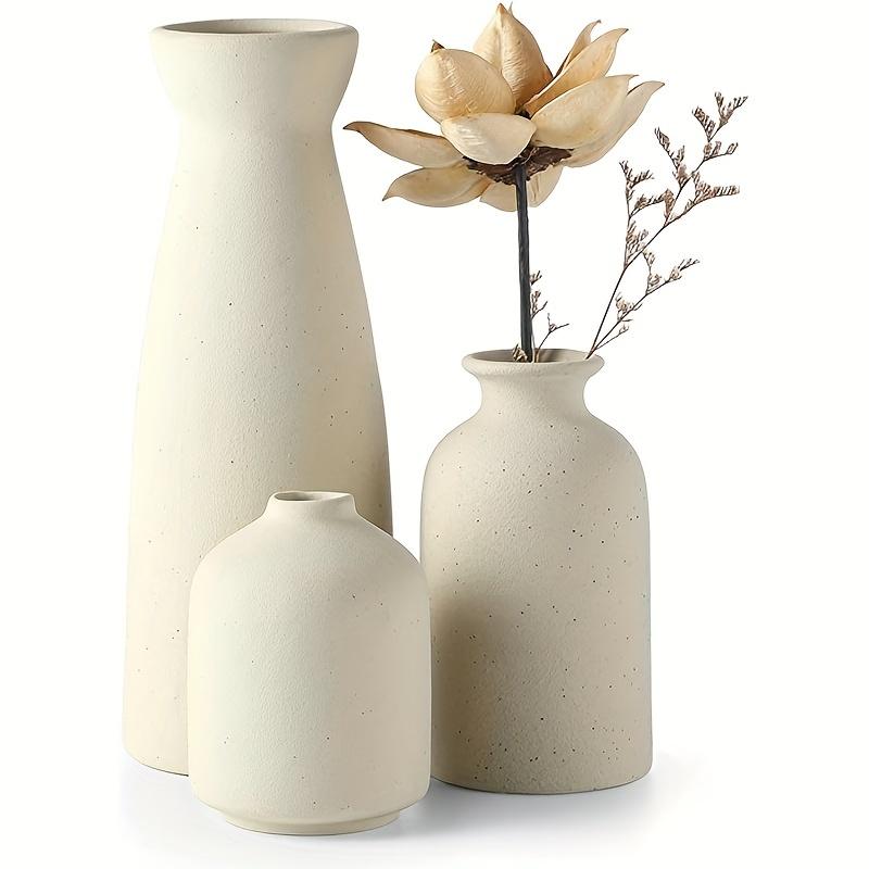 Ceramic vase Set-3 Small Flower vases for Decor,Modern Boho Farmhouse Home Decor,Decorative vase for Pampas Grass&Dried Flowers,idea Shelf,Table,Bookshelf ，Entryway- Distressed