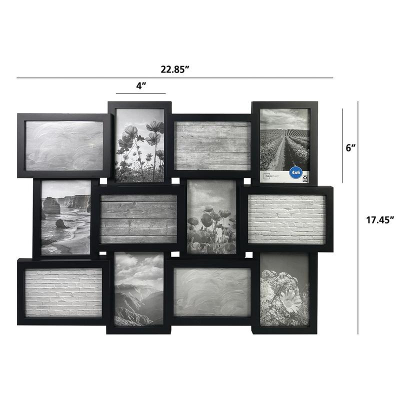 Hot Mainstays 12-Opening Linear Black Collage Picture Frame (Holds 12 - 4x6 inch Photos)