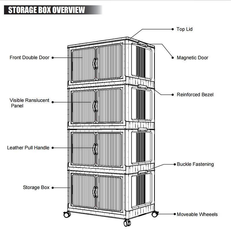 ONAIL Foldable Storage Box with Lid, Stackable 10 16 32 GAL Household Storage Holders with Wheels for Kitchen Bedroom Bathroom warehouse ( Smoke Grey) Kitchen Storage,Home Storage,Bathroom Organization,Balcony Organizer