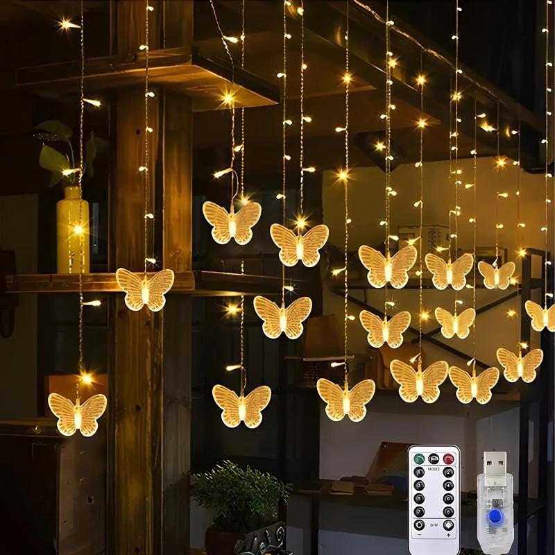 Butterfly Shaped LED String Light, 1 Count USB Charging String Light with Controller, Decorative Light for Home Party Wedding Christmas Festival