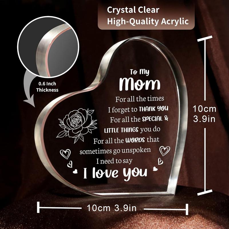 Gifts for Mom, Mom Birthday Gifts - Acrylic Keepsake 3.9x3.9 Inch - I Love You Mom Gifts from Son Daughter - Best Mothers Day Valentines Day Christmas Gifts for Mom