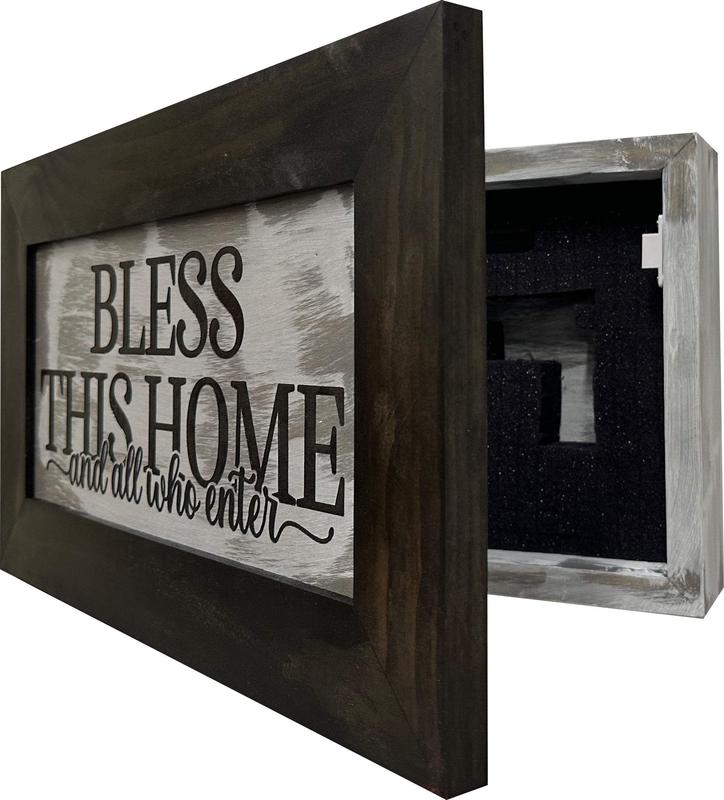 Bless This Home And All Who Enter Decorative Wall-Mounted Secure Gun Cabinet