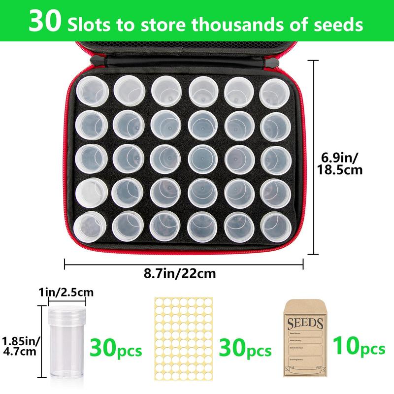 Seed Storage Box (1 Box), Premium Seed Containers for Various Sizes Vegetable and Flower Garden Seeds, Gardening Seed Keeper Set with Label Stickers and Useful Accessories