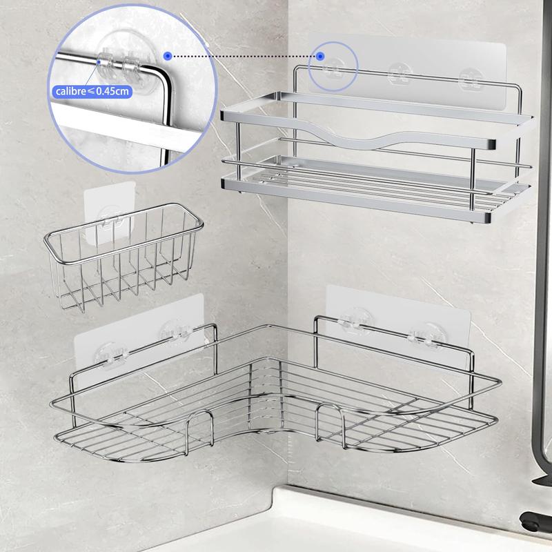 16-Pack Shower Caddy Adhesive, Strong Hook Strip for Shower Caddy Basket Shelf, Soap Holder, Bathroom Storage Racks Organiser Transparent