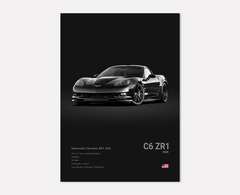 Chevrolet Corvette ZR1 C6 Car Poster No Framed Prints, Gifts For Men, Vintage Cars Posters, Car Lovers Gifts, Car Wall Art Room Decor