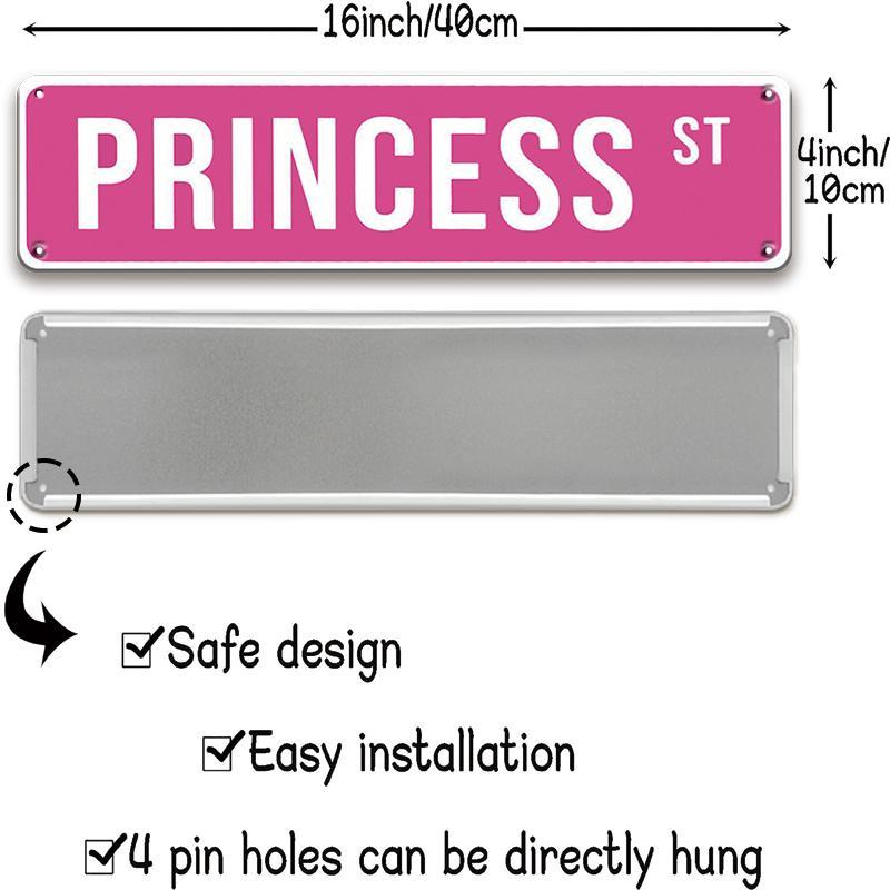 Princess Street Sign, 1 Count Creative Colorful Wall Decal,  Wall Art Sticker for Entryway, Porch, Living Room, Bedroom, Office