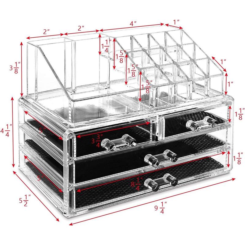 Ikee Makeup Organizer with Drawers Removable Top Lipstick Holders, Ideal Makeup or,Enhance Vanity or Bathroom with Clear Quick Visibility