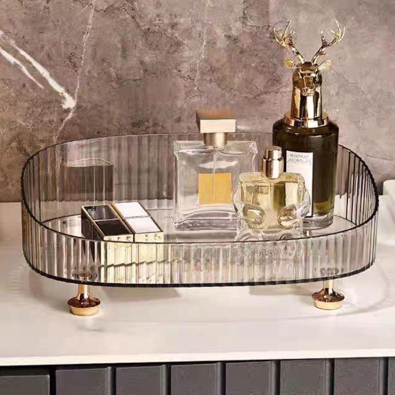 Makeup Storage Tray, Desktop Cosmetic Organizer, Transparent Large Capacity Makeup Display Tray, Durable Skincare Storage Tray, Gifts for Girlfriend, Home Storage Organizer for Bedroom, Vanity Desk Accessories