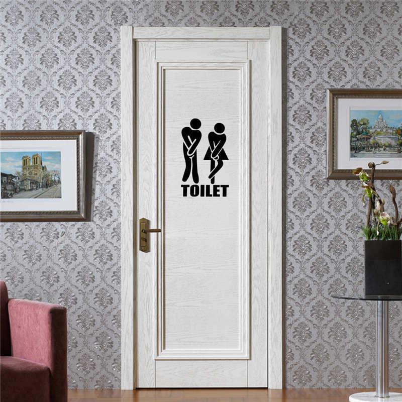 Toilet Sign Sticker, 1 Count Removable Waterproof Bathroom Decal, Home Decoration