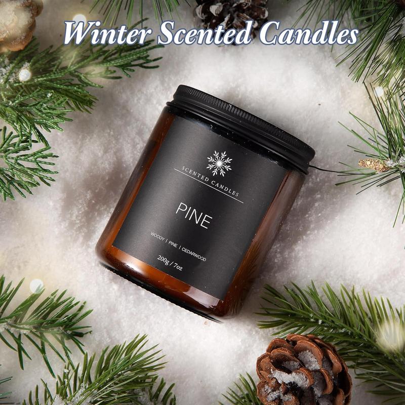 6 Pack Winter Candles for Home Scented, Aromatherapy Candles Gift for Women Men, 42oz 300 Hour Long Lasting Candles Christmas Decor Writable Christmas