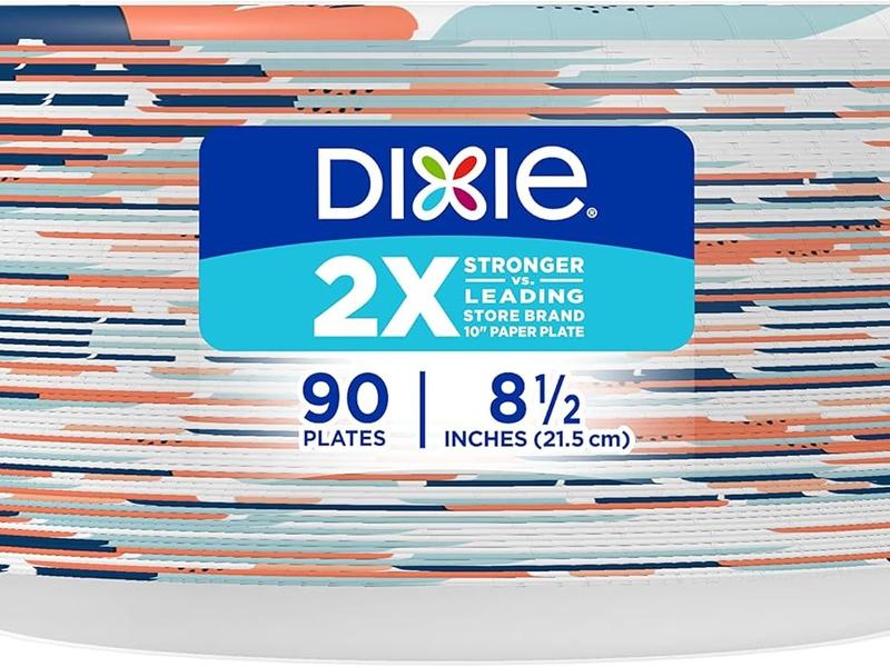 90 Count 8.5 Inch Paper Plates, , 2X Stronger Disposable Plates For Everyday Breakfast, Lunch, & Dinner Meals