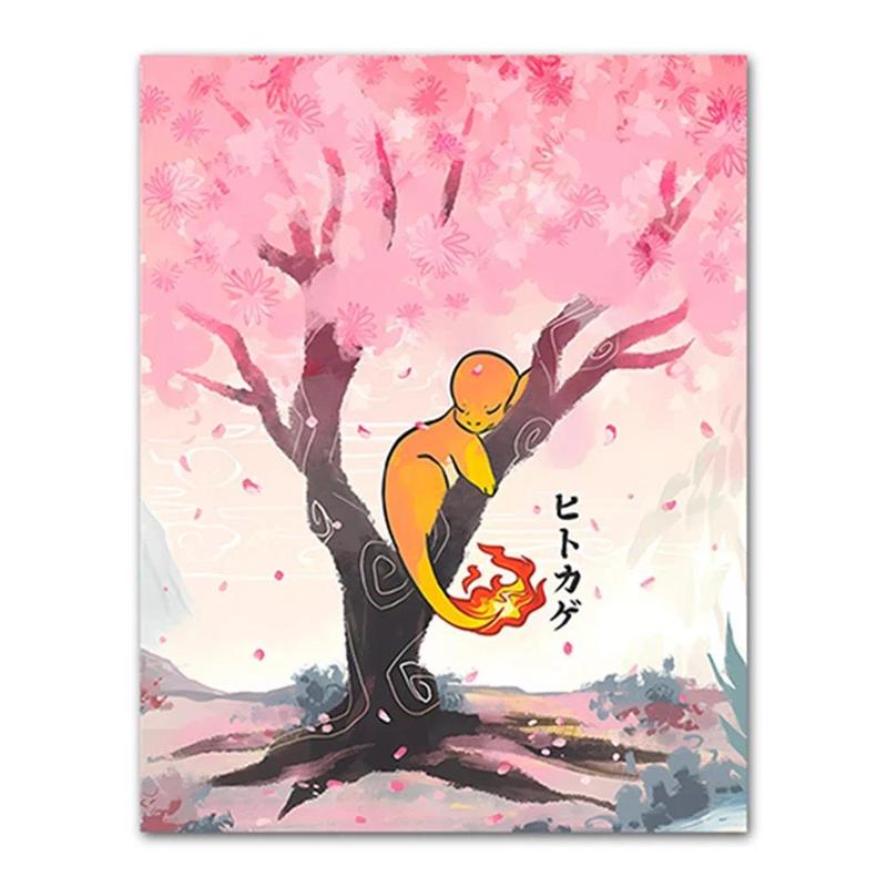 Pokemon Peripherals Pikachu Gyarados Squirtle Charmander Canvas Painting Anime Wall Art Prints Living Room Decor Posters