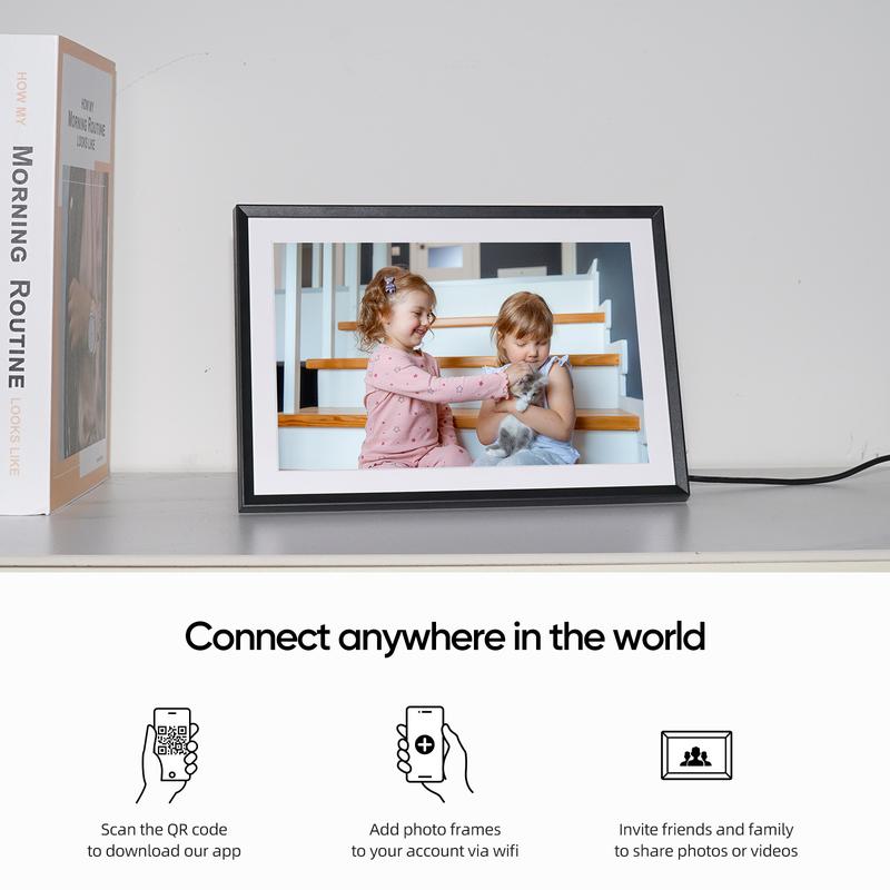 ARZOPA Frameo Digital Picture Frame 10.1 Inch Smart WiFi Digital Photo Frame 32GB with 1280x800 IPS Touch Screen, Auto-Rotate and Slideshow, Easy Setup to Share Photos Or Videos from Anywhere Anytime,Perfect Gifts for friends,family,Gift ideas Home Decor