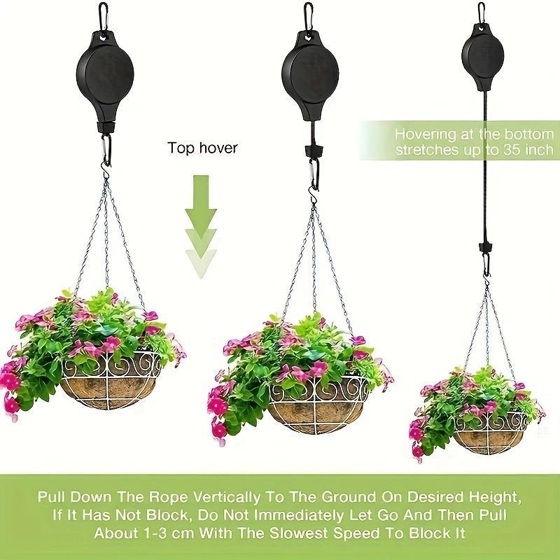 Retractable Plant Hook, 3 Counts Adjustable Height Plant Hanger, Indoor Outdoor Plant Hanger, Garden Basket Pot & Birds Feeder Hanger