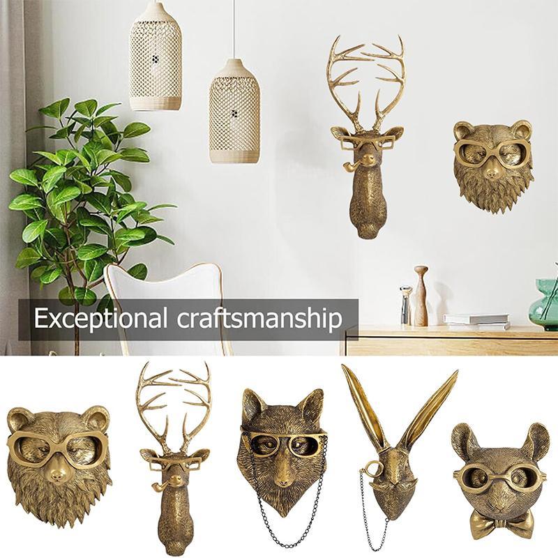 Animal Design Wall Mounted Decor, 1 Count Resin Animal Sculptures, Art Decor Wall Hanging Decoration for Living Room Bedroom Office